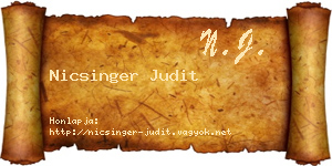 Nicsinger Judit névjegykártya